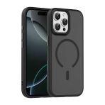 Fuchsia İphone 16 Pro Max Uyumlu Megane Siyah Kablosuz Şarj Özellikli Kapak