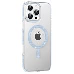 Fuchsia İphone 16 Pro Max Uyumlu Move Taşlı Mavi Kablosuz Şarj Özellikli Kapak