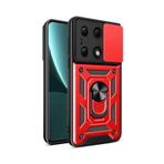 Fuchsia Redmi Note 13 Pro 4G Uyumlu Yüzüklü Silikon Kırmızı Telefon Kılıfı
