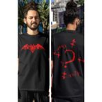 Fuddy Moda Batman Sırt Baskılı Tişört, Erkek-Kadın Batman Film Temalı T-Shirt - Siyah
