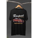 Fuddy Moda Bmw E30 Respect Your Elders Baskılı T-Shirt, Araba Yarış Temalı Tişört - Siyah - 3XL