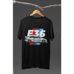 Fuddy Moda Bmw E36 Baskılı T-Shirt, Araba Yarış Temalı Tişört - Siyah - XL