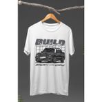 Fuddy Moda Bmw E38 Baskılı T-Shirt, Araba Yarış Temalı Tişört - Beyaz