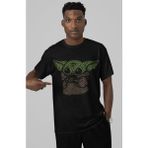 Fuddy Moda Kaligrafik Baby Yoda Baskılı T-Shirt Erkek-Kadın Starwars Baskılı T-Shirt - Siyah - 2XL