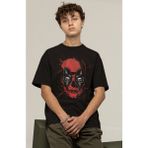Fuddy Moda Marvel Deadpool Baskılı Tişört, Erkek-Kadın Deadpool Yüzü Baskılı T-Shirt - Siyah - XL