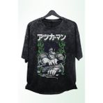 Fuddy Moda Oversize Aot Levi Baskılı Yıkamalı T-Shirt, Unisex Anime Baskılı Vintage Tişört - XS - Siyah