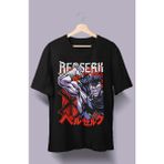 Fuddy Moda Oversize Berserk V4 Tişört,unisex Anime Baskılı T-Shirt - XS - Siyah