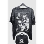 Fuddy Moda Oversize Bluelock Sırt Baskılı Yıkamalı T-Shirt, Unisex Anime Baskılı Vintage Tişört - 2XL - Siyah