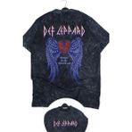 Fuddy Moda Oversize Def Leppard Sırt Baskılı Yıkamalı T-Shirt, Unisex Rock Band Temalı Vintage Tişört - Siyah