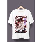 Fuddy Moda Oversize Demon Slayer Kokushibo Karakteri Tişört, Unisex Anime Baskılı T-Shirt - Beyaz - 2XL