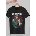 Fuddy Moda Oversize Demon Slayer Tengen Uzui Baskılı T-Shirt, Unisex Anime Baskılı Tişört - Siyah - XS