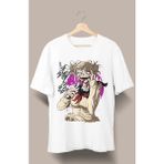 Fuddy Moda Oversize My Hero Academia Toga Himiko Baskılı T-Shirt, Unisex Anime Baskılı Tişört - Beyaz - 3XL