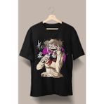 Fuddy Moda Oversize My Hero Academia Toga Himiko Baskılı T-Shirt, Unisex Anime Baskılı Tişört - Siyah - 4XL