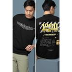 Fuddy Moda Oversize Sarı Aston Martin Sırt Baskılı Tişört, Erkek-Kadın Araba Temalı Couple T-Shirt - Siyah