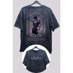 Fuddy Moda Oversize Sung Jin-Woo Sırt Baskılı Yıkamalı T-Shirt, Unisex Solo Leveling Baskılı Vintage Tişört - 3XL - Siyah