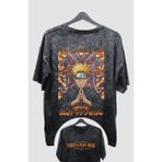 Fuddy Moda Oversize Uzumaki Naruto V2 Sırt Baskılı Yıkamalı T-Shirt, Unisex Anime Baskılı Retro Tişört - XL - Siyah