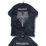 Fuddy Moda Oversize Yaratık Megadeth Sırt Baskılı Yıkamalı T-Shirt, Unisex Rock Band Temalı Vintage Tişört - Siyah - XS