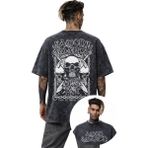 Fuddy Moda Unisex Amon Amarth Sırt Baskılı Yıkamalı T-Shirt, Oversize Rock Band Temalı Vintage Tişört - Siyah - XL
