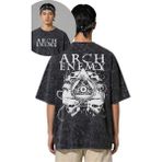 Fuddy Moda Unisex Arch Enemy Sırt Baskılı Yıkamalı T-Shirt, Oversize Rock Band Temalı Vintage Tişört - Siyah - 3XL