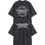 Fuddy Moda Unisex Babymetal Since 2010 Ense Baskılı Yıkamalı Tişört, Oversize Rock Band Temalı Vintage Tshirt - Siyah - 2XL