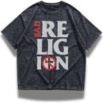 Fuddy Moda Unisex Bad Religion Baskılı Yıkamalı Tişört, Oversize Rock Band Temalı Vintage T-Shirt - Siyah - 4XL