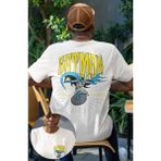 Fuddy Moda Unisex Batman The Caped Crusader Sırt Yazılı Tişört, Oversize Batman Baskılı T-Shirt - XL - Beyaz