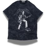 Fuddy Moda Unisex Clifford Lee Burton Baskılı Yıkamalı T-Shirt, Oversize Metallica Temalı Retro Tişört - Siyah - 3XL