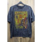 Fuddy Moda Unisex Eminem Baskılı Yıkamalı Tişört, Oversize Rap Music Baskılı Vintage T-Shirt - Siyah
