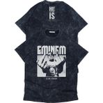 Fuddy Moda Unisex Eminem Ense Baskılı Yıkamalı T-Shirt, Oversize Rapper Temalı Vintage Tişört - Siyah - 3XL