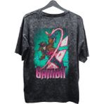 Fuddy Moda Unisex Gambit Baskılı Yıkamalı Tişört, Oversize Marvel Comics Baskılı Vintage T-Shirt - 3XL - Siyah