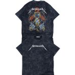 Fuddy Moda Unisex Gözlü Metallica Sırt Baskılı Yıkamalı Tişört, Oversize Rock-Metal Baskılı Retro T-Shirt - 2XL - Siyah