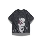 Fuddy Moda Unisex HIM Ville Valo Baskılı Yıkamalı Tişört, Oversize Rock Band Temalı Vintage Tshirt