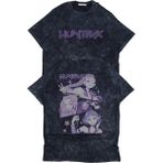 Fuddy Moda Unisex Huntrix Sırt Baskılı Yıkamalı T-Shirt, Oversize Kpop Demon Hunters Temalı Vintage Tişört - Siyah