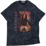 Fuddy Moda Unisex Jisoo Kpop Baskılı Yıkamalı T-Shirt, Oversize Blackpink Temalı Vintage Tişört - Siyah - 4XL