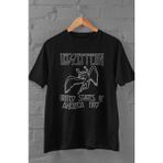 Fuddy Moda Unisex LED Zeppelin Usa 1977 Baskılı T-Shirt, Oversize Rock Müzik Temalı Tişört - XL - Siyah