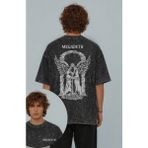 Fuddy Moda Unisex Megadeth Cep ve Sırt Baskılı Yıkamalı Tişört, Oversize Rock Band Temalı Vintage Tshirt - Siyah - 2XL