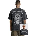 Fuddy Moda Unisex Metallica Death Magnetic Sırt Baskılı Yıkamalı Tişört, Oversize Rock Band Retro Tshirt - Siyah - 4XL