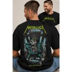 Fuddy Moda Unisex Metallica Ride The Light Sırt Baskılı Tişört, Oversize Rock Band Temalı Bisiklet Yaka Tshirt - Siyah - 2XL