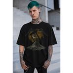 Fuddy Moda Unisex Metallica The End Of The Line Baskılı Tişört, Oversize Rock Band Temalı Bisiklet Yaka Tshirt - Siyah - XL