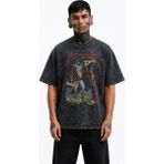 Fuddy Moda Unisex Metallica The Unforgiven Baskılı Yıkamalı Tişört, Oversize Rock Band Temalı Vintage Tshirt - Siyah - 4XL