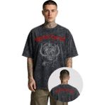 Fuddy Moda Unisex Motörhead Ense Baskılı Yıkamalı Tişört, Oversize Rock Band Temalı Vintage Tshirt - Siyah - 4XL