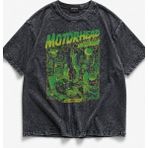 Fuddy Moda Unisex Motörhead To Bring Death Baskılı Yıkamalı Tişört, Oversize Rock Band Temalı Vintage Tshirt - Siyah - XL