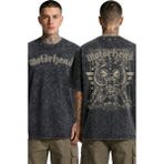 Fuddy Moda Unisex Motörhead Vintage Sırt Baskılı Yıkamalı Tişört, Oversize Rock Band Temalı Retro Tshirt - Siyah - 3XL