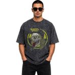 Fuddy Moda Unisex Municipal Wasted Baskılı Yıkamalı Tişört, Oversize Rock Band Temalı Vintage Tshirt - Siyah