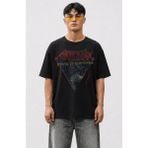 Fuddy Moda Unisex Oversize Anthrax State Of Euphoria Baskılı Rock Band Temalı Tişört - Siyah - 3XL