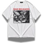 Fuddy Moda Unisex Oversize Bad Religion Baskılı Rock Band Temalı Tişört - Beyaz - 3XL