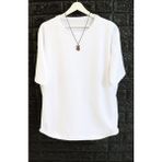 Fuddy Moda Unisex Oversize Basic Siyah-Beyaz Tişört, Geniş Kalıp Baskısız Düz T-Shirt - 2XL