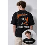 Fuddy Moda Unisex Oversize Linkin Park Meteora Sırt Baskılı Bisiklet Yaka Rock Band Tişört - Siyah