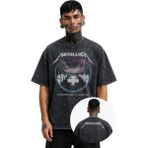 Fuddy Moda Unisex Oversize Metallica Master Of Puppets Ense Baskılı Yıkamalı Rock Band Tişört - Siyah - 2XL