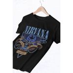 Fuddy Moda Unisex Oversize Nirvana Baskılı Tişört, Rock Metal Temalı T-Shirt - Siyah - XL